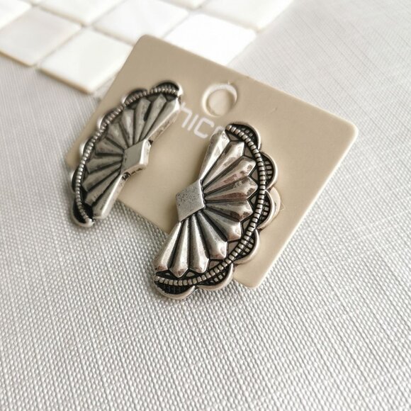 Chico’s Jewelry - Chico’s Vintage-Inspired Silver Statement Earrings Bold Geometric Design